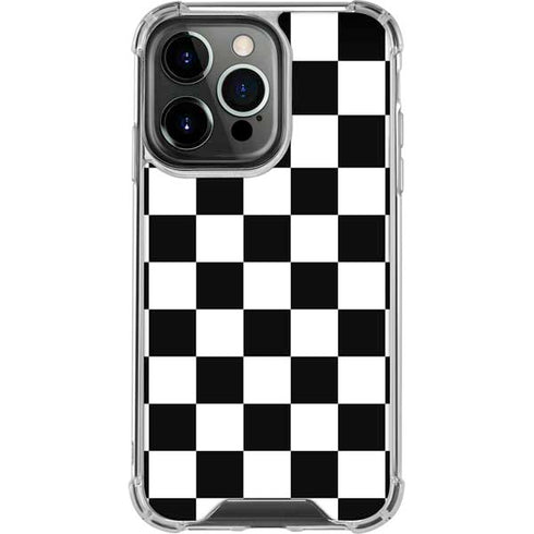 Black and White Checkered iPhone 14 Pro Clear Case